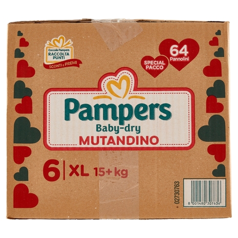 Pampers Baby Dry Mutandino XL 64 pz